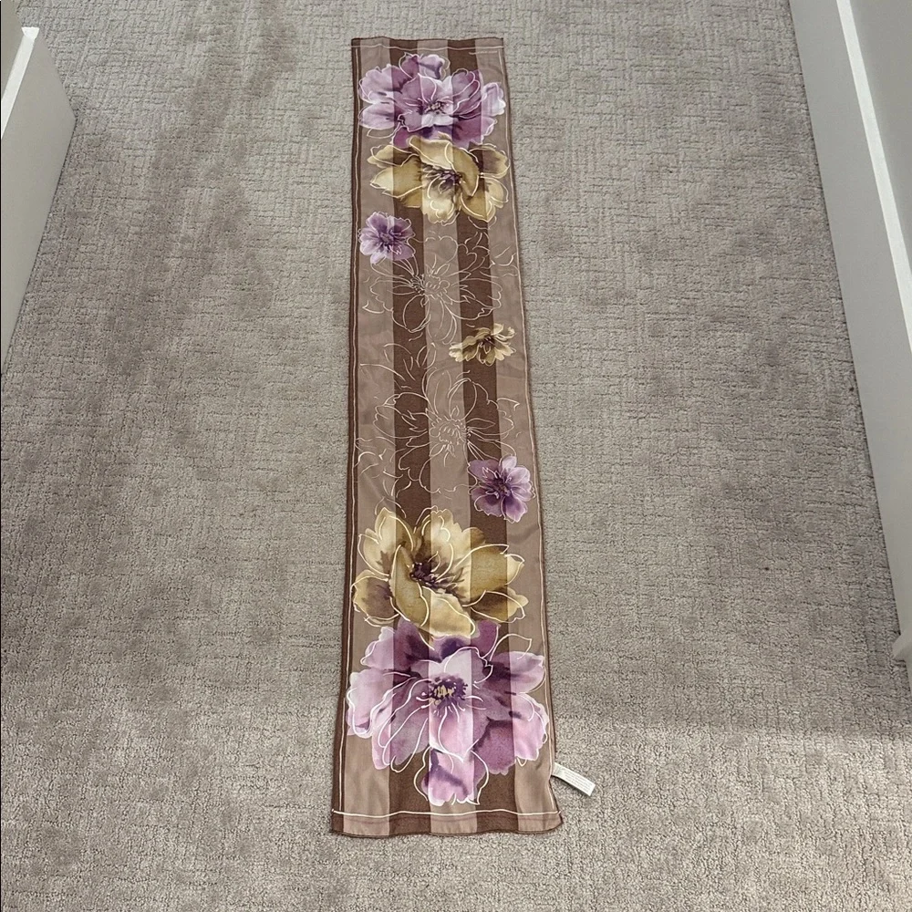 New, no tags: Jones New York bronze-brown floral silk scarf